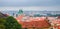 Panoramic view of old city of Prague at cold day