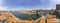 Panoramic view of old downtown, Porto Ribeira cityscape and tradicional Rabelo boats