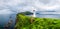 Panoramic view of old lighthouse on the Mykines island
