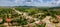 Panoramic view from The old slave tower called Manaca Iznaga near Trinidad, Cuba. Vilage, road and landscape of Cuba.