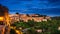 Panoramic view of an old town Pitigliano at the dusk, small old town in Maremma Region in Tuscany, Italy