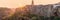 Panoramic view of the old town of Pitigliano in sunset