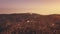 Panoramic view of orange sunset over highland mountain forest nature landscape in Cyprus