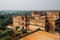 Panoramic view of Orchha Fort Raja Mahal ancient ruins in Orchha, India