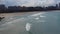 Panoramic view of Orzan beach and the city of La Coruna, in the Galicia region of Spain