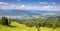 Panoramic view over Bicaz lake in the Carpathians