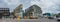 Panoramic view over construction site of a new building at historical modern downtown in Reykjavik at Summer in Iceland, dramatic