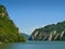 Panoramic view over the Danube river Canyon at Dubova, Romania