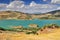 Panoramic view over Embalse de Zahara inland lake, Andalusia, Spain