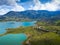 Panoramic view over Embalse de Zahara inland lake, Andalusia, Spain