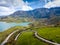 Panoramic view over Embalse de Zahara inland lake, Andalusia, Spain