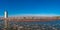 Panoramic view over a famous wonder water bridge and ship navigation canal near Magdeburg at early Spring, Magdeburg, Germany