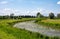 Panoramic view over the green wetlands around the River IJssel, Hattem, The Netherlands