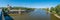 Panoramic view over Johannis Church and Elbe river in Magdeburg, Germany, Summer