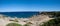 Panoramic view over Kallithea Beach on greek island Rhodes