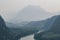 Panoramic view over Nam Ou river close to Nong Khiaw village, Laos