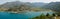 Panoramic view over Orhaniye village and Kizkumu beach near Marmaris resort town in Turkey.