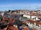 Panoramic view over Rossio Square from elevador Santa de Justa cityscape, Lisbon, Portugal