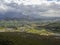 Panoramic view over scenic little town Franschoek with dramatic sky