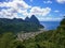Panoramic view over Soufriere, St. Lucia in the Caribbean