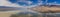 Panoramic view of Owens lake in California state with perfect reflection