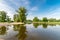 Panoramic view on oxbow lake of vistula river at Stezyca