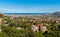 Panoramic view of Palermo city and mediterranean sea coast around from Monreale, Sicily.