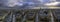 Panoramic view of Paris from the Arc de Triomphe. Autumn. Rain.