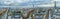 Panoramic view of Paris from the Arc de Triomphe. Autumn. Rain.