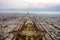 Panoramic view of Paris from the top of Eiffel tower during Autumn season in the afternoon cloudy day . One of the most important