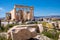 Panoramic view of Parthenon - temple of goddess Athena - within ancient Athenian Acropolis complex atop Acropolis hill in Athens,