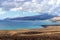 Panoramic view peninsula Jandia on canary island Fuerteventura with coastline and mountain range in the background