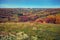 Panoramic view of picturesque fields on the hills