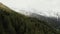 Panoramic view of a picturesque mountain valley with a village in a lowland