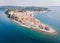 Panoramic view of Piran from the air