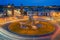 Panoramic view of Placa d`Espanya in Barcelona at night. This ic