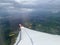 Panoramic view from the plane or view from the air over the air wing of the Swiss airline, ZÃ¼rich Zuerich or Zurich - Kloten