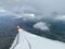 Panoramic view from the plane or view from the air over the air wing of the Swiss airline, ZÃ¼rich Zuerich or Zurich - Kloten