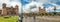 Panoramic view of Plaza de Armas with Inca fountain, Cathedral and Compania de Jesus Church - Cusco, Peru