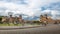 Panoramic view of Plaza de Armas with Inca fountain, Cathedral and Compania de Jesus Church - Cusco, Peru