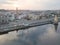 Panoramic view of the Podol district and church of St. Nicholas on the water Kiev city, Ukraine