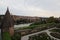 Panoramic view of Pont Vieux (Old Bridge), The Berbie Palace Garden and old town in Albi, France