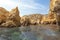 Panoramic view, Ponta da Piedade Lagos in Algarve, Portugal.