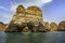 Panoramic view, Ponta da Piedade Lagos in Algarve, Portugal.