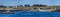 Panoramic view at Port Argol of Hoedic island in French Brittany. The village is at background