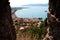 Panoramic view of port in Nafpaktos city in Greece