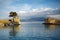 Panoramic view of the port of Nafpaktos town, Greece