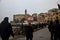 Panoramic view of the Porticciolo di Nervi on a cloudy day in early spring