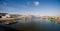 Panoramic View Portland Bridge Willamette River Barges