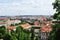 Panoramic view of Prague. View from a hill to residential buildings.